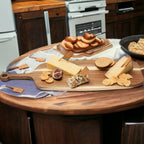 Handmade Acacia Wood Serving Board + Bamboo Cheese Markers