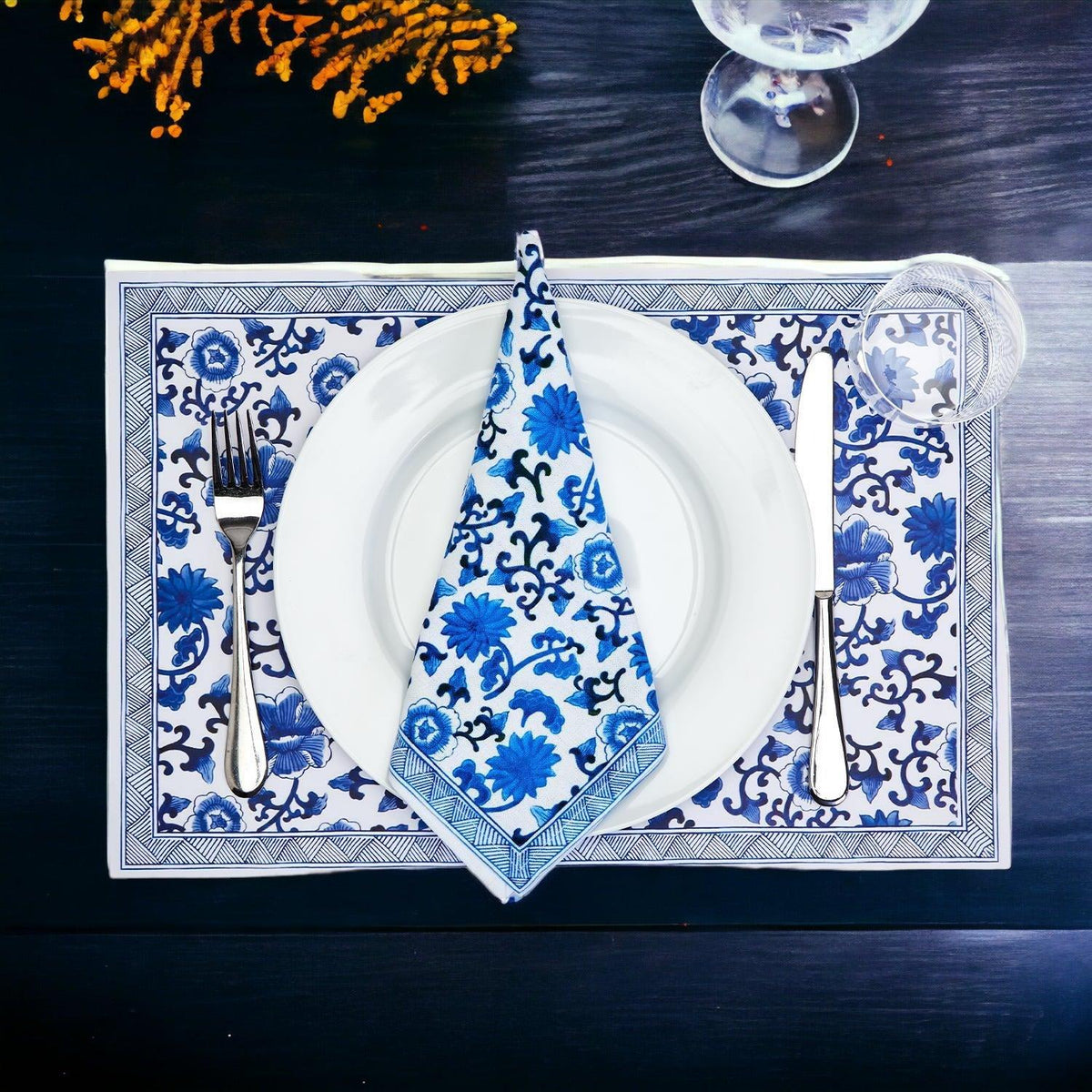 Chinoiserie Heavy Paper Placemats with Soy-Based Ink - 40 tear off mats per pad