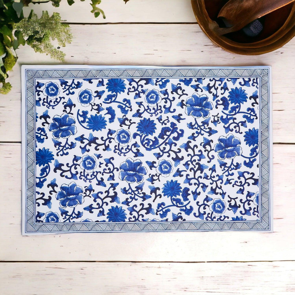 Chinoiserie Heavy Paper Placemats with Soy-Based Ink - 40 tear off mats per pad