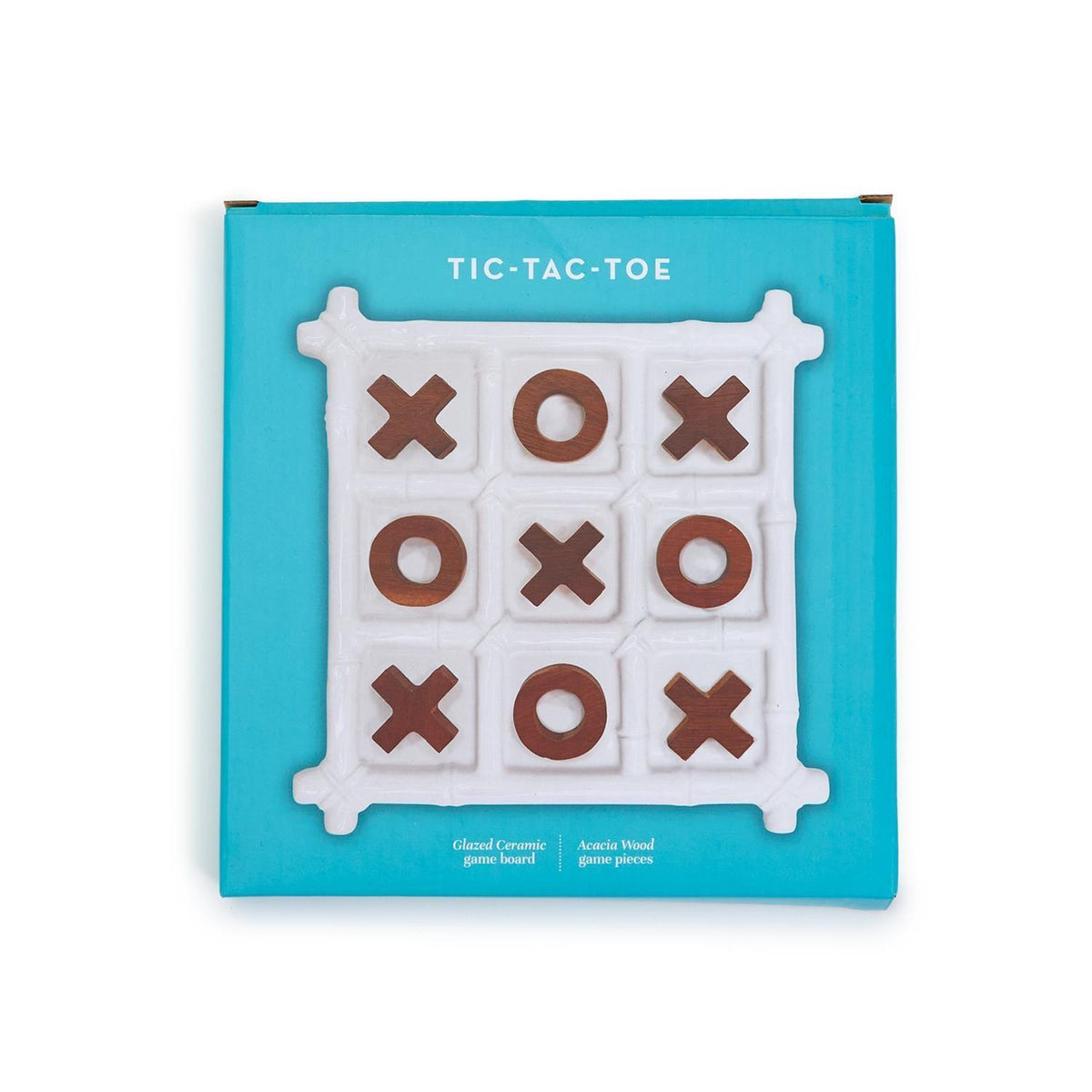 Faux Bamboo Ceramic & Acacia Wood Tic Tac Toe Game
