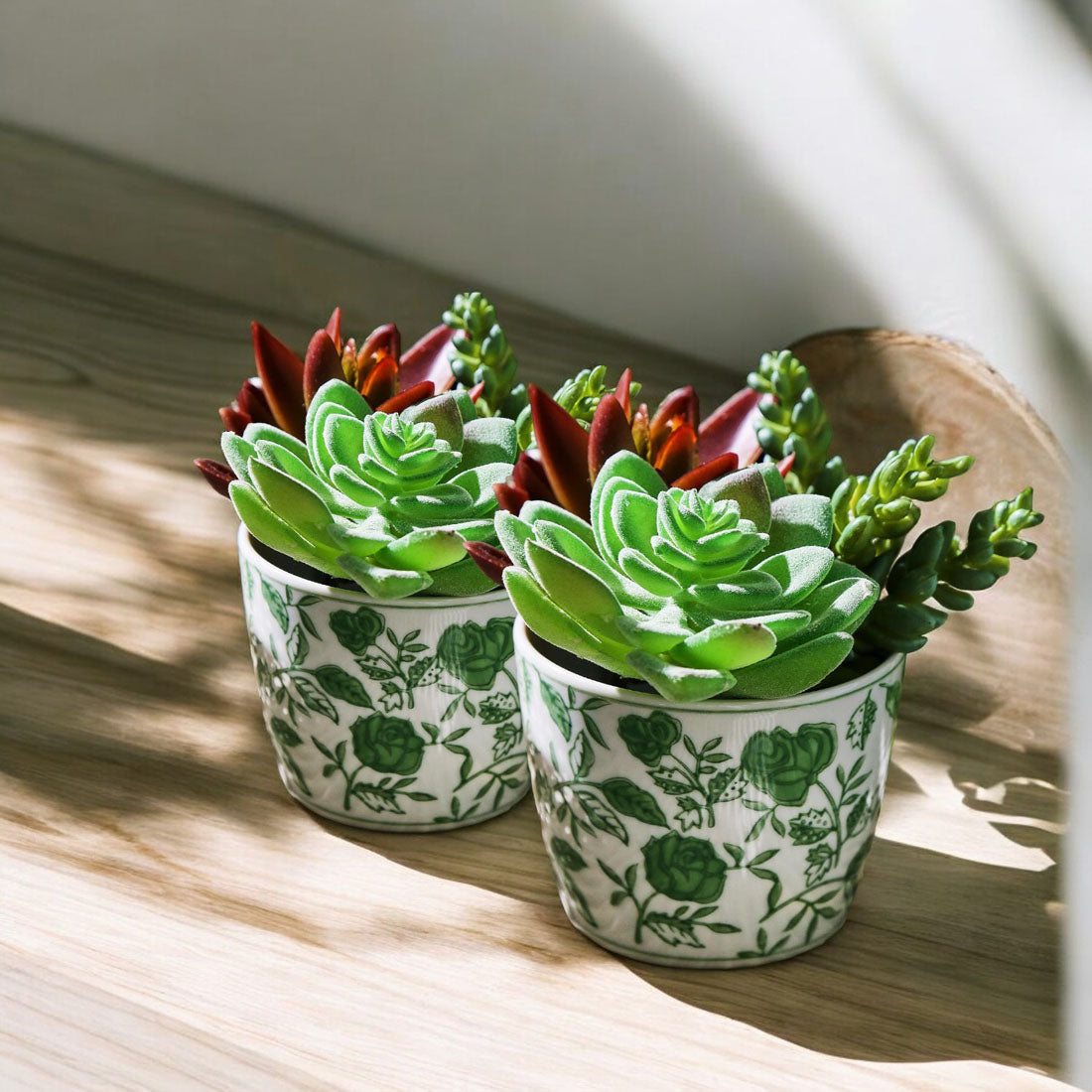 Hand-Painted Porcelain Mini Green Cachepots— Select Your Design