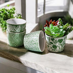 Hand-Painted Porcelain Mini Green Cachepots— Select Your Design