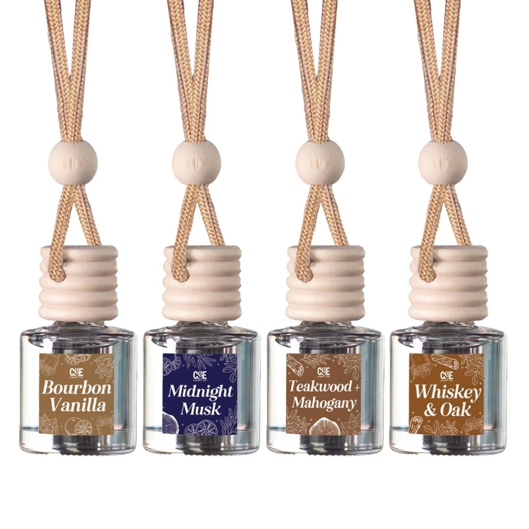 Masculine 4 Pack Scented Hanging Refillable Car Freshener Diffusers Bundle