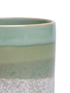 Cement Green Ceramic Plant Pot and Saucer — Select Your Size