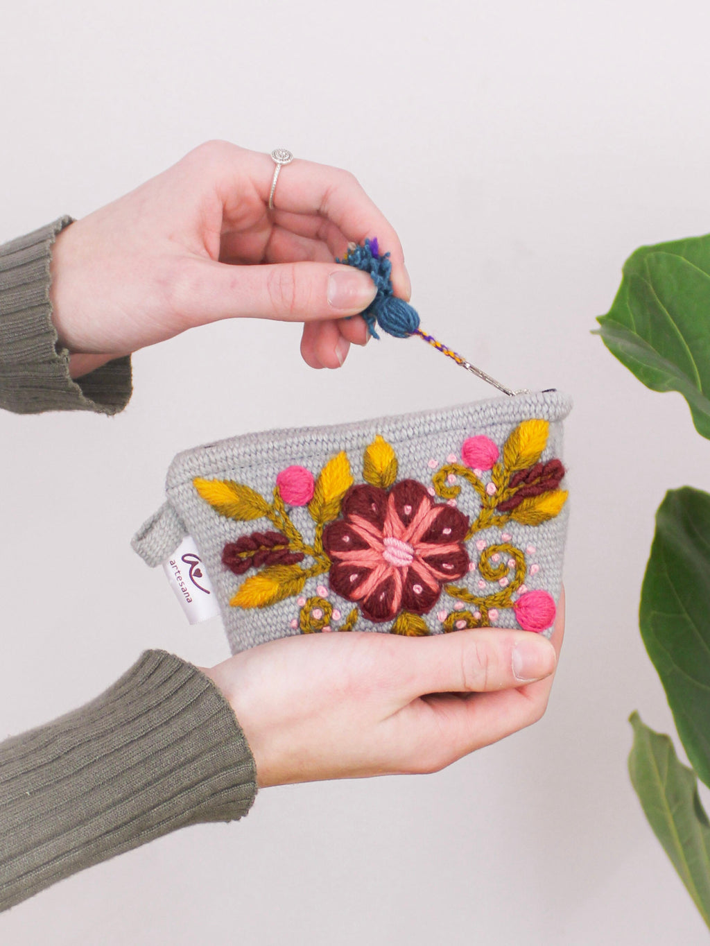 Sunset Floral Embroidered Coin Purse — Select Your Color