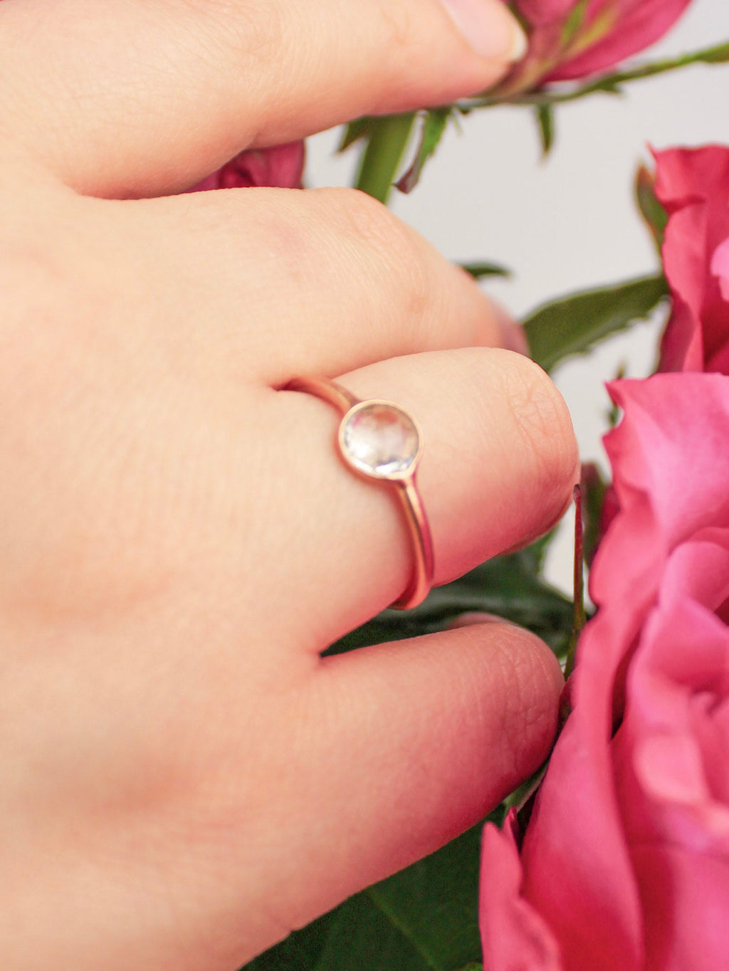 Mini Pebble Ring - Rose Gold — Select Your Gemstone & Size