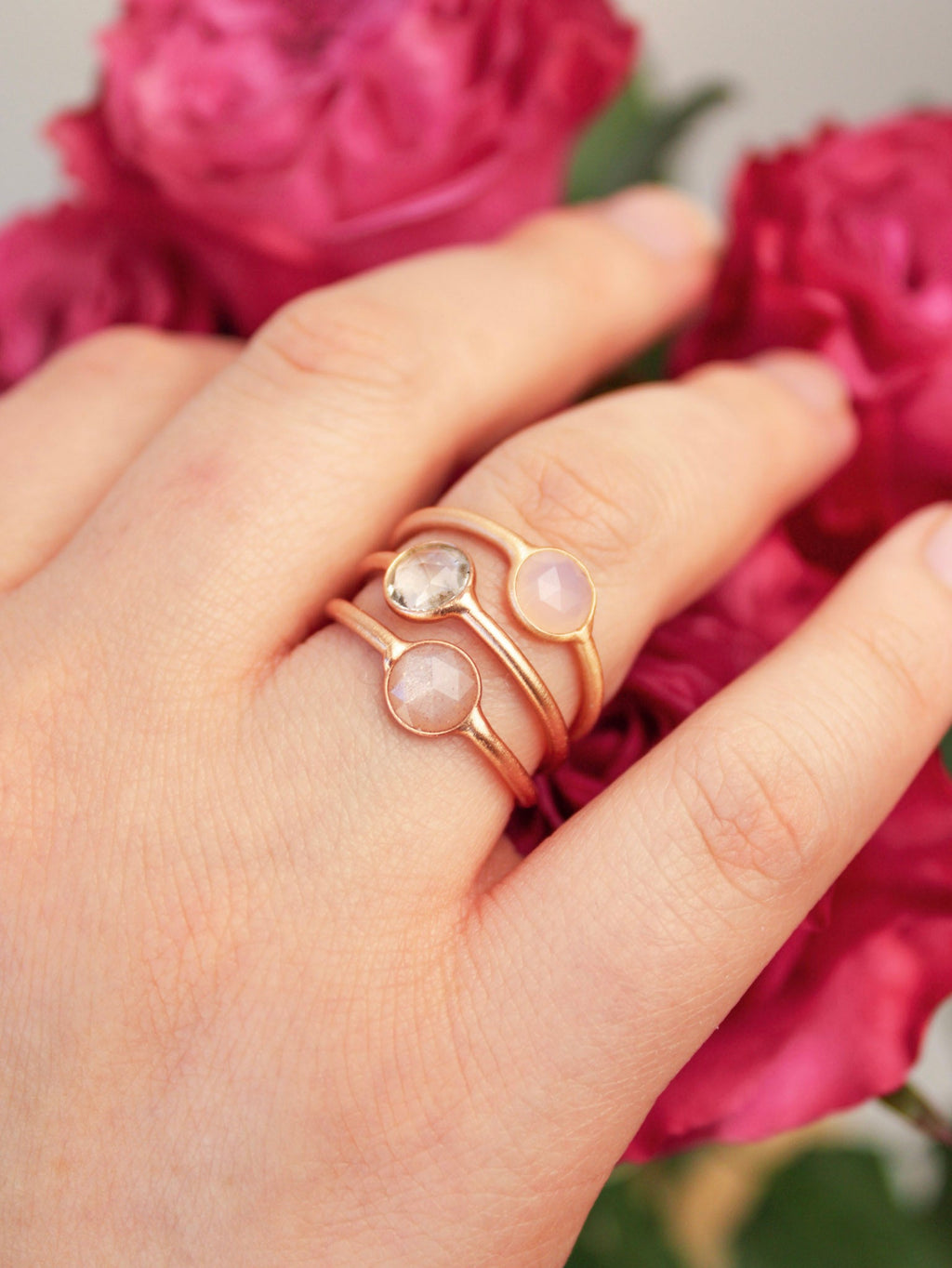 Mini Pebble Ring - Rose Gold — Select Your Gemstone & Size