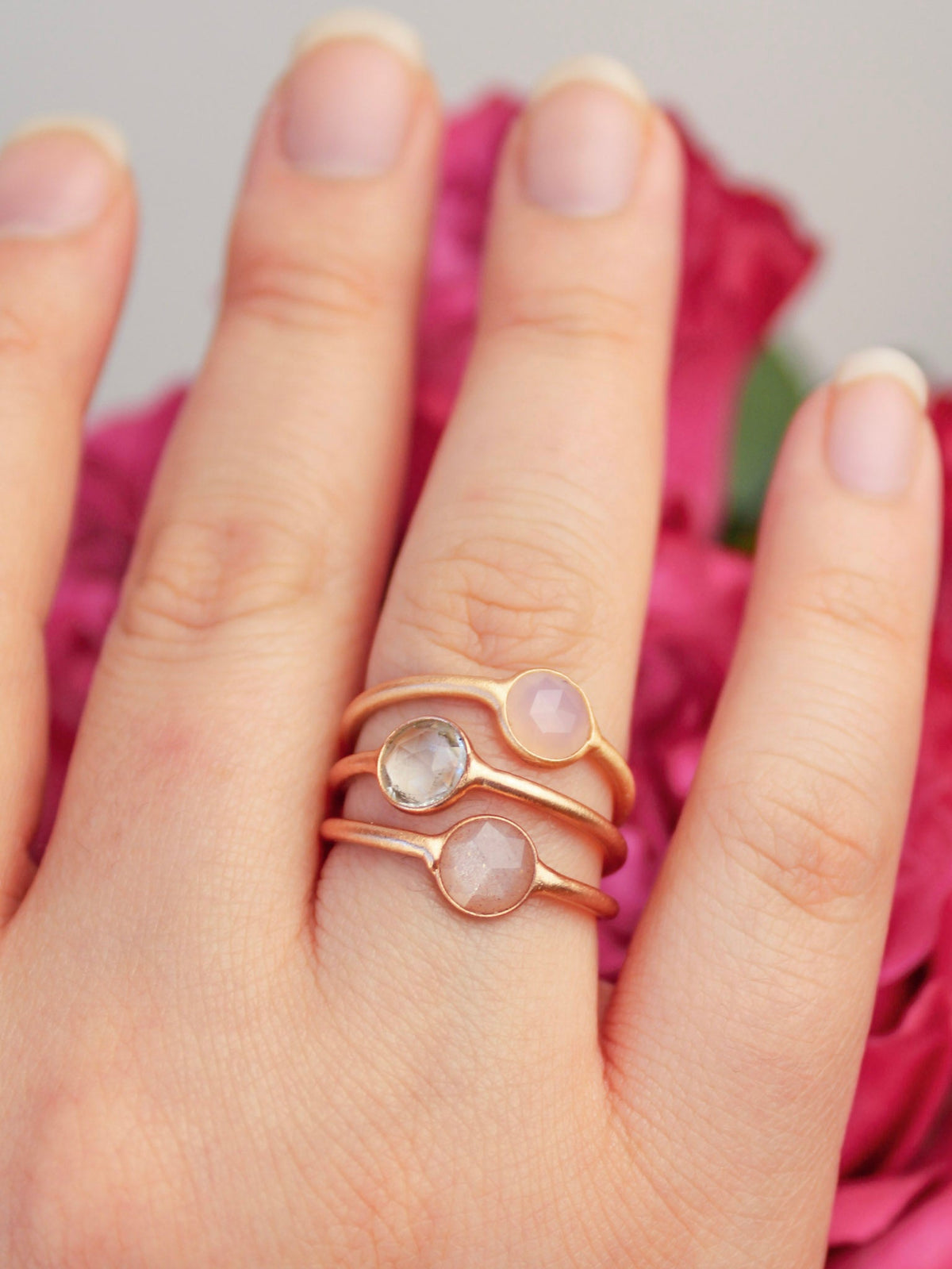 Mini Pebble Ring - Rose Gold — Select Your Gemstone & Size