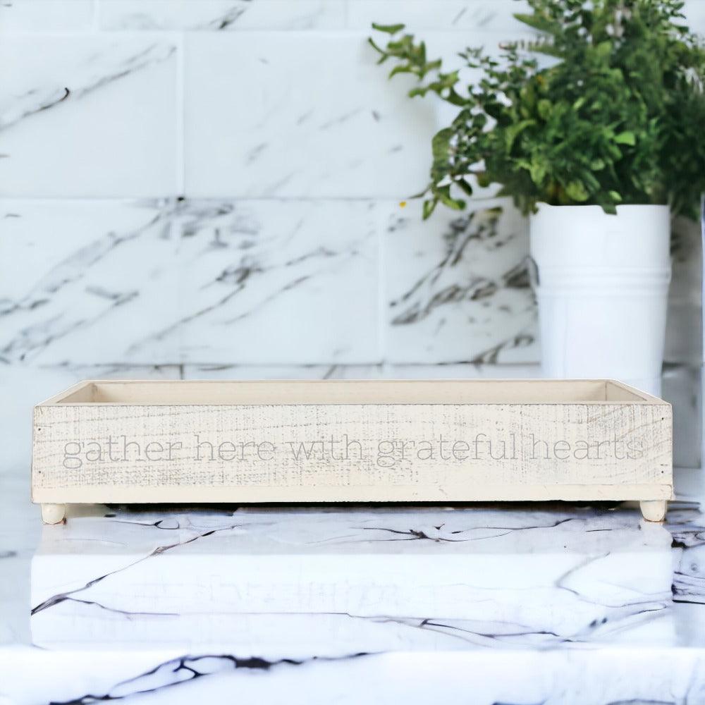 Handmade "Gather Here With Grateful Hearts" Long Box Tray
