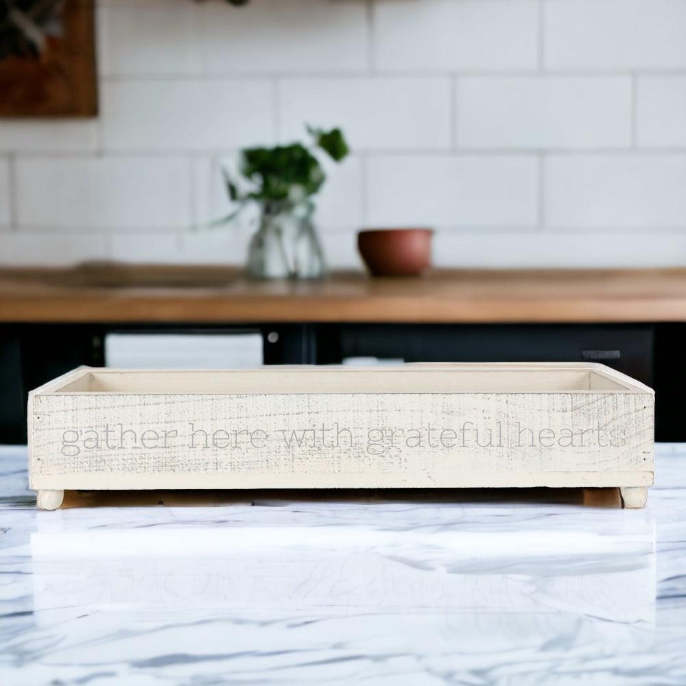 Handmade "Gather Here With Grateful Hearts" Long Box Tray