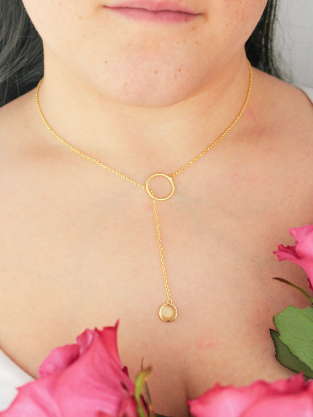 Pebble Drop Lariat Necklace — Select Your Color