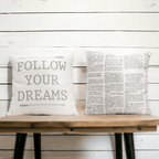 16" Square "Follow Your Dreams" Canvas Decorative Throw Pillow