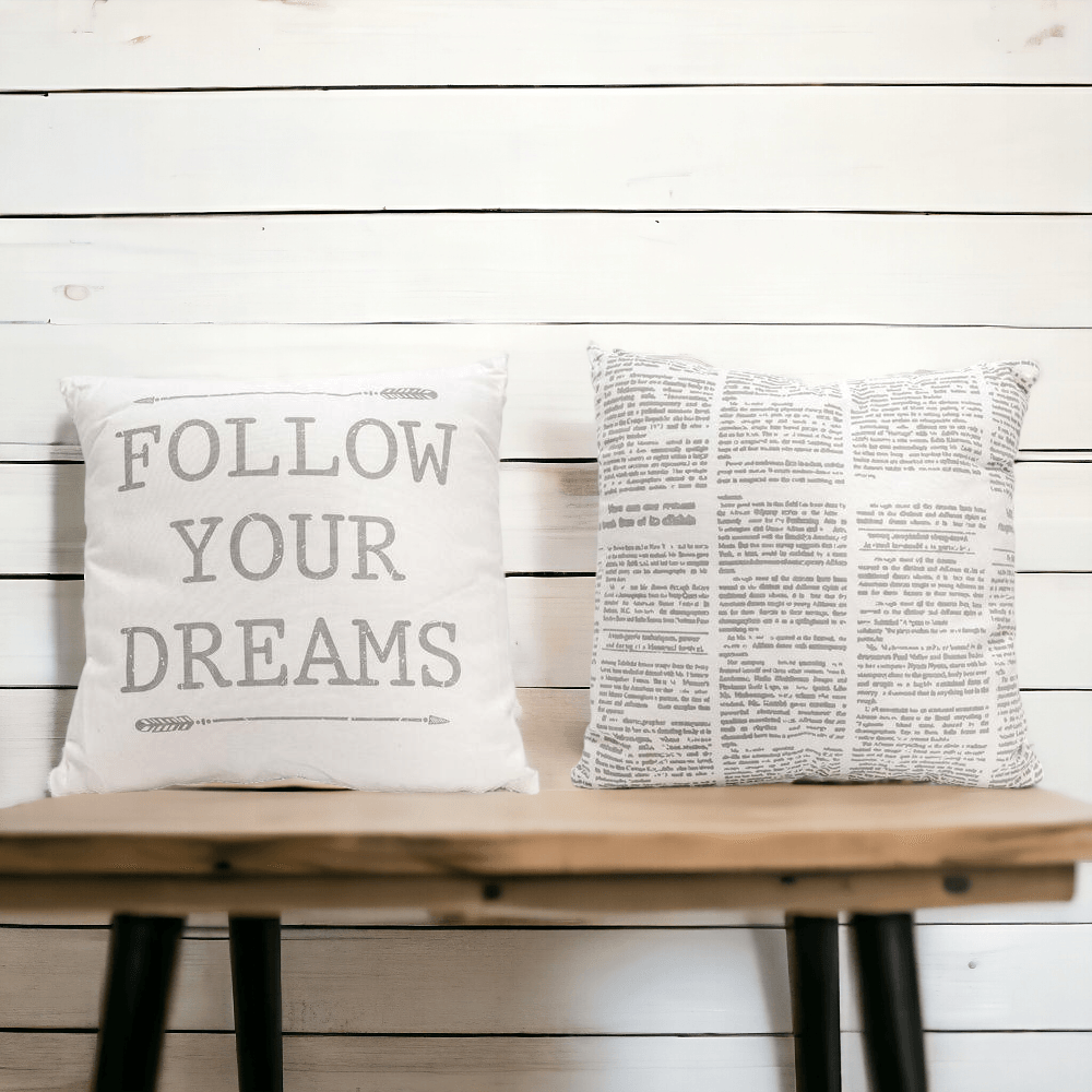 16" Square "Follow Your Dreams" Canvas Decorative Throw Pillow
