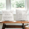 16" Square "Follow Your Dreams" Canvas Decorative Throw Pillow