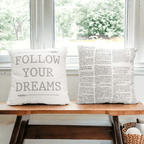 16" Square "Follow Your Dreams" Canvas Decorative Throw Pillow