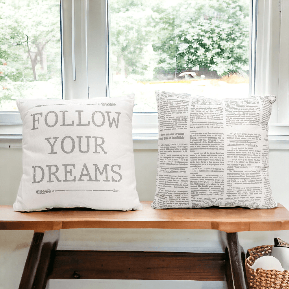 16" Square "Follow Your Dreams" Canvas Decorative Throw Pillow