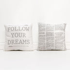 16" Square "Follow Your Dreams" Canvas Decorative Throw Pillow
