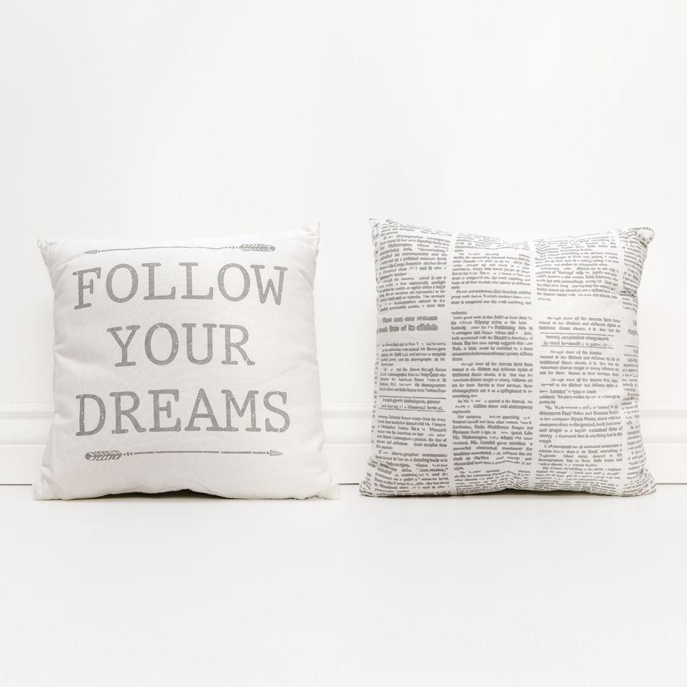 16" Square "Follow Your Dreams" Canvas Decorative Throw Pillow