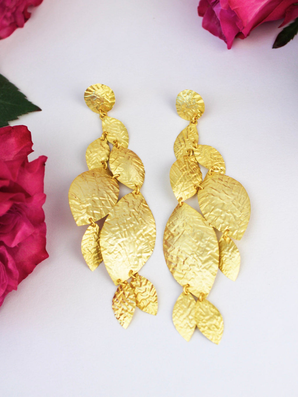 Cascading Leaf Statement Earrings — Select Your Color