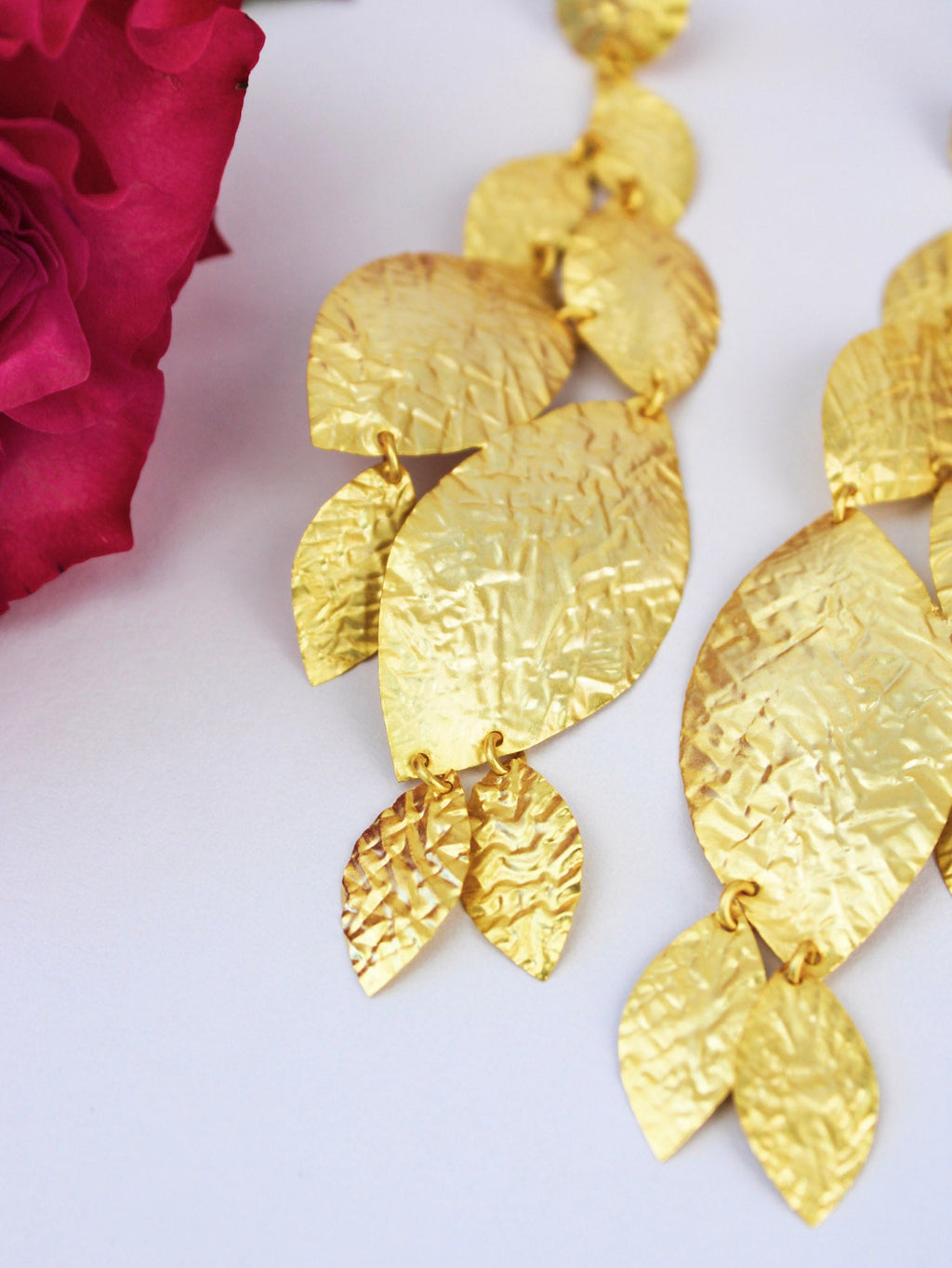 Cascading Leaf Statement Earrings — Select Your Color