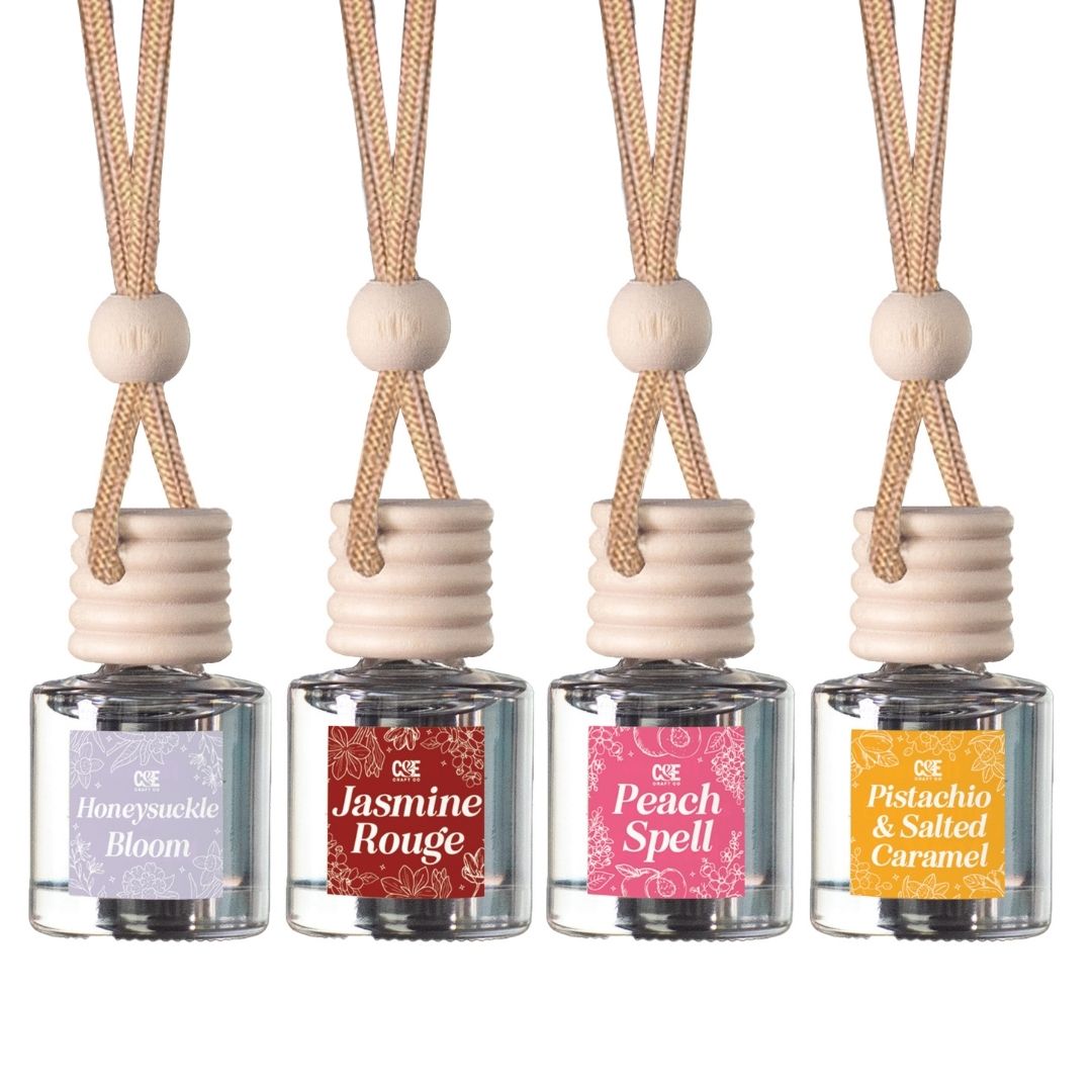 Designer 4 Pack Scented Hanging Refillable Car Freshener Diffusers Bundle