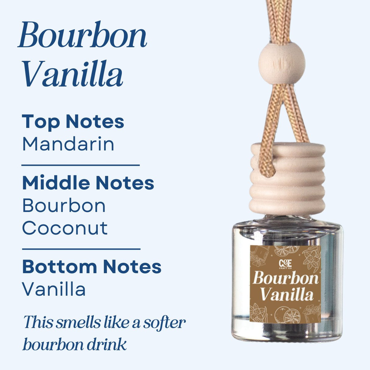 Bourbon Vanilla Scented Hanging Refillable Car Freshener Diffuser