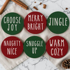 Minimalist Christmas Premium Ceramic Coasters with Cork Back — Select Your Pack & Color
