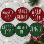 Minimalist Christmas Premium Ceramic Coasters with Cork Back — Select Your Pack & Color