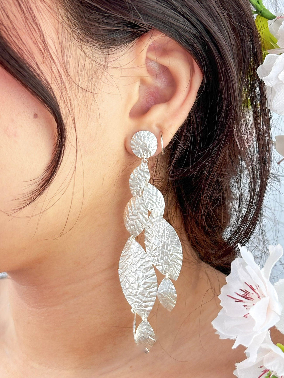 Cascading Leaf Statement Earrings — Select Your Color
