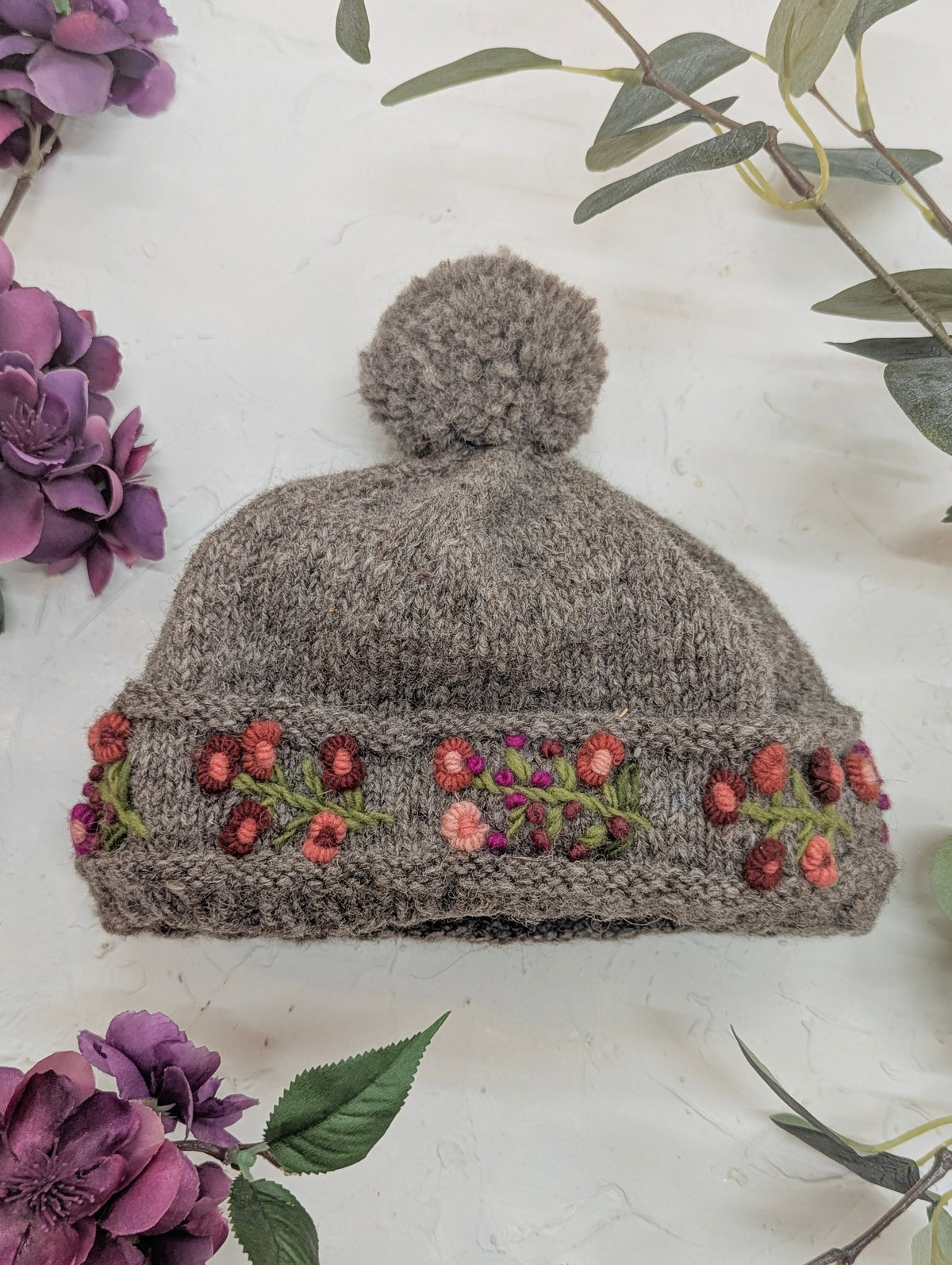 Mathilde Wool Knit Embroidered Hat — Select Your Color