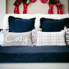 Large "Lets Get Cozy" Reversible Throw Pillow