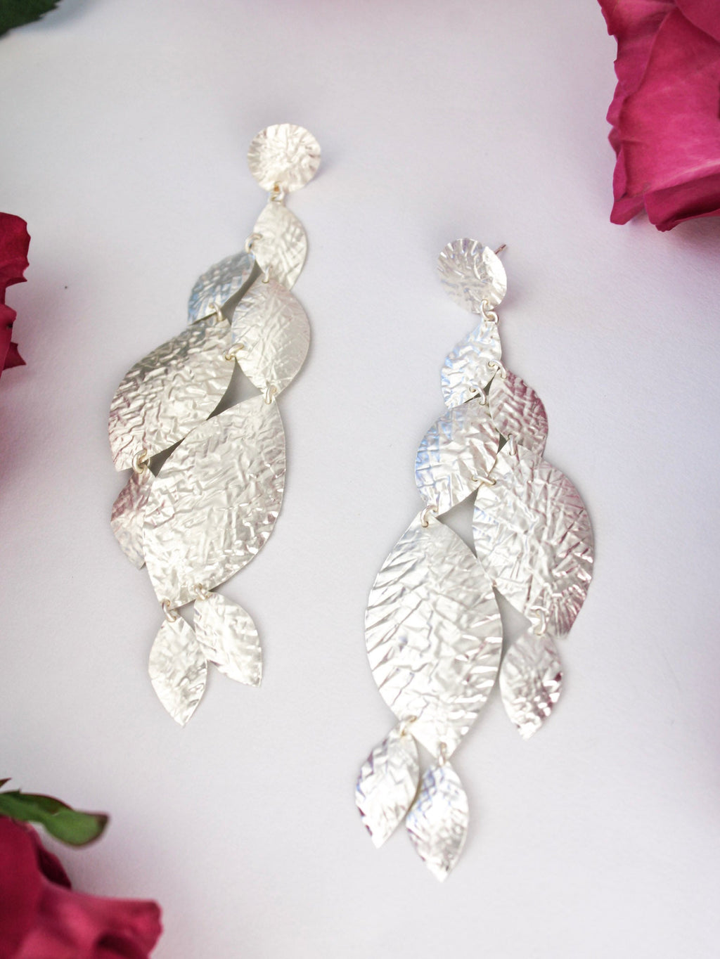 Cascading Leaf Statement Earrings — Select Your Color