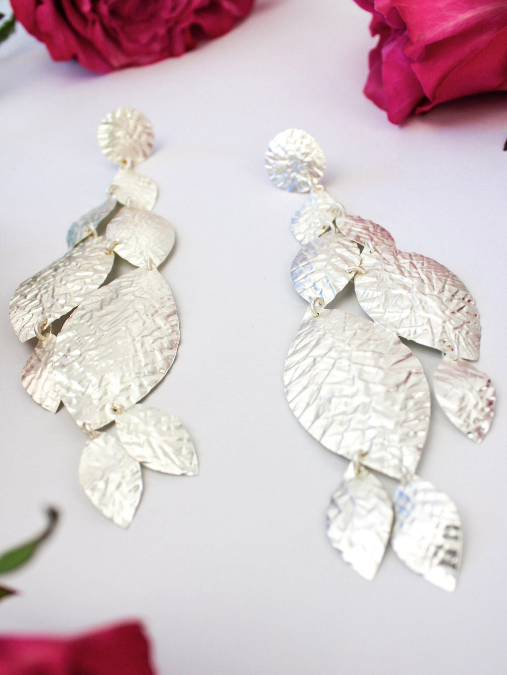 Cascading Leaf Statement Earrings — Select Your Color