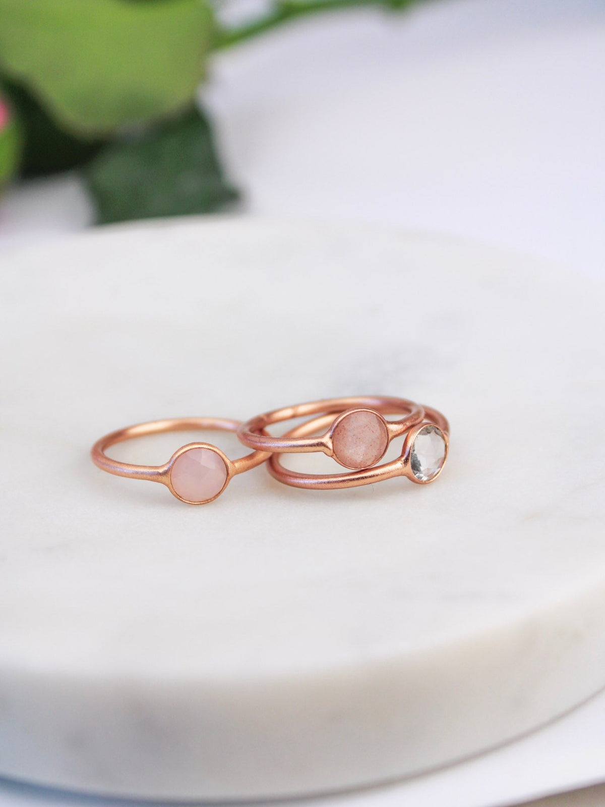 Mini Pebble Ring - Rose Gold — Select Your Gemstone & Size