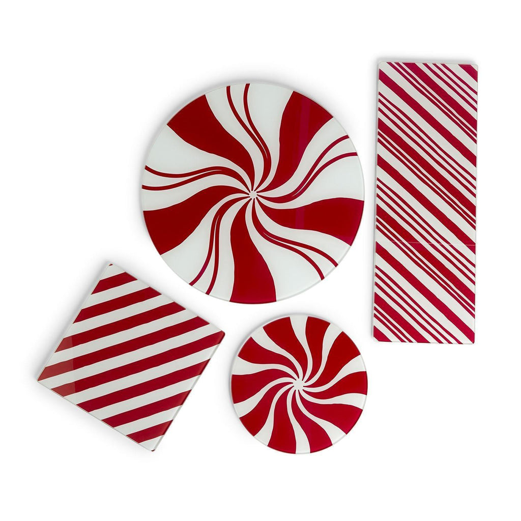 Glass Candy Cane Serving Dishes — Select Your Size and Shape