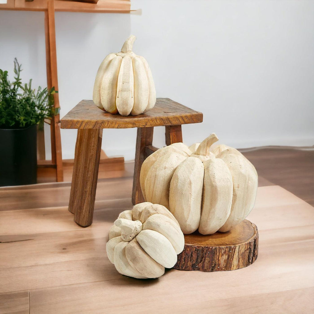 Hand Crafted Wooden Farmhouse Pumpkin Trio
