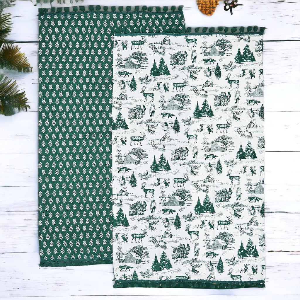Forest Green Christmas Dish Towels - Set of 2