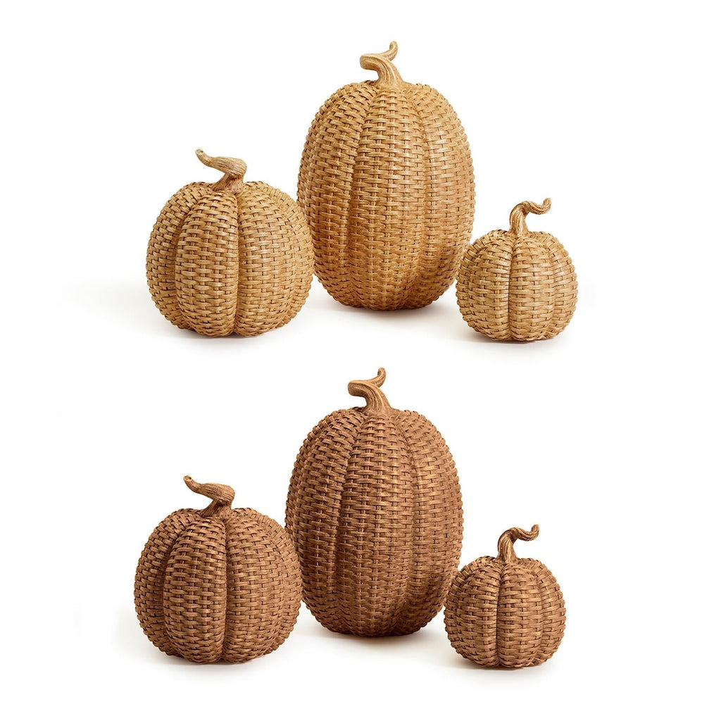 Handcrafted Resin Basket Weave Pumpkins — Select Your Color & Size
