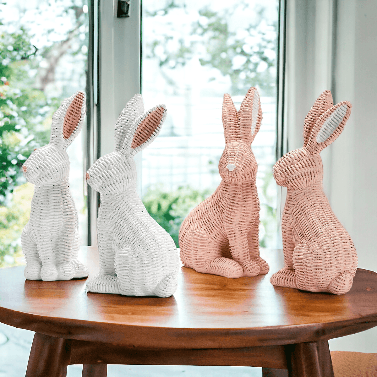 Resin Basket Weave Bunny — Select Your Color