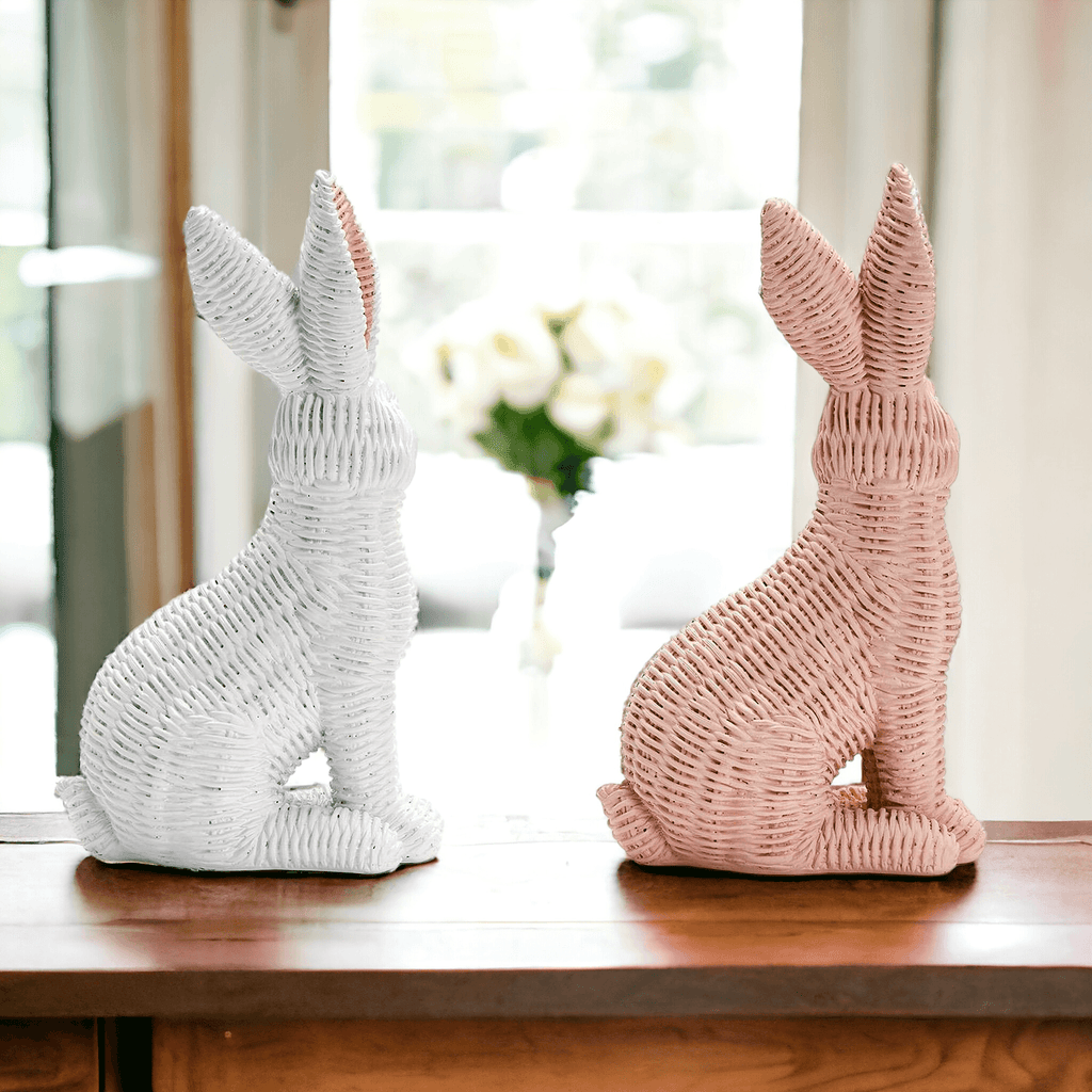 Resin Basket Weave Bunny — Select Your Color