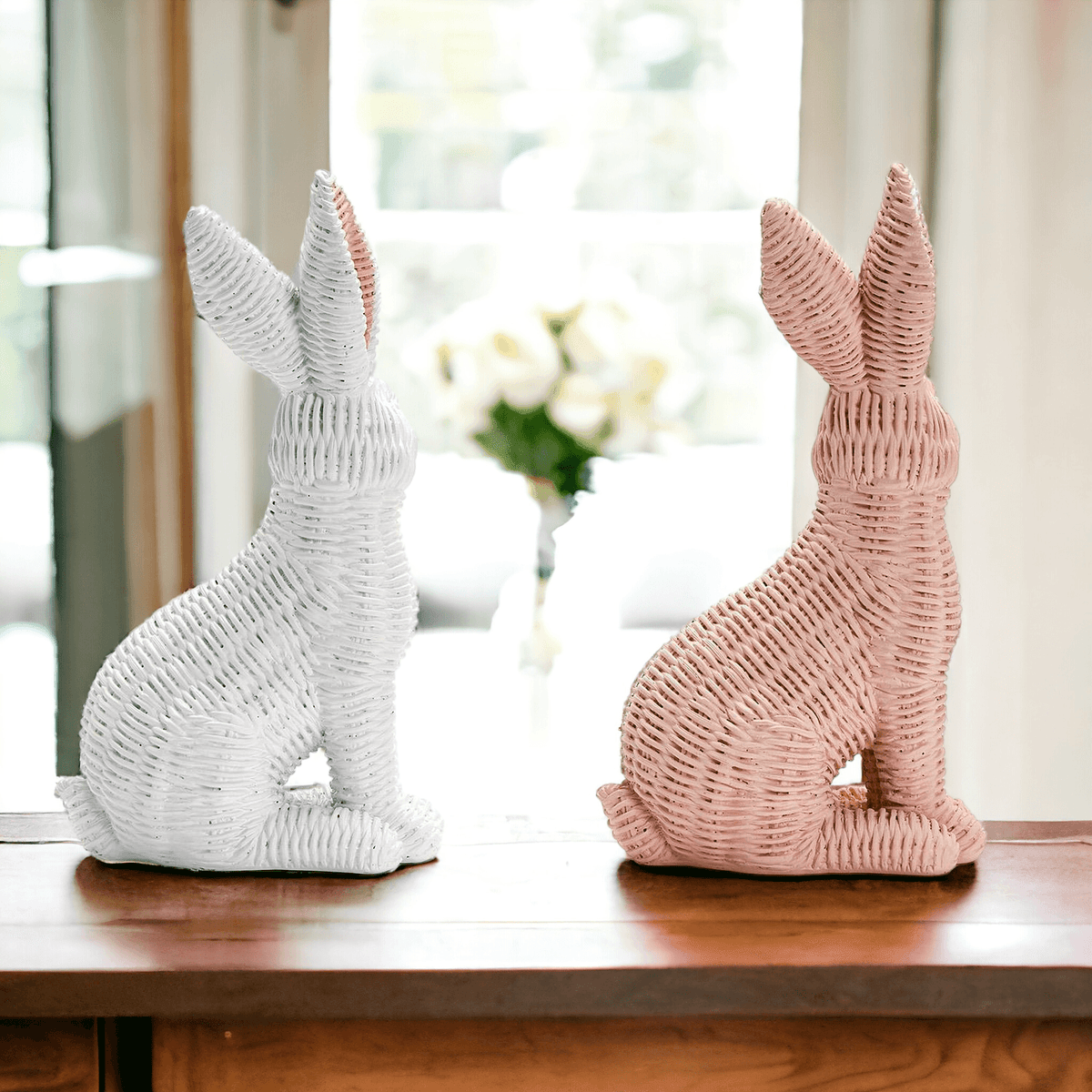 Resin Basket Weave Bunny — Select Your Color