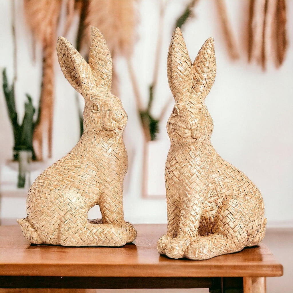Resin Basket Weave Bunny — Select Your Color