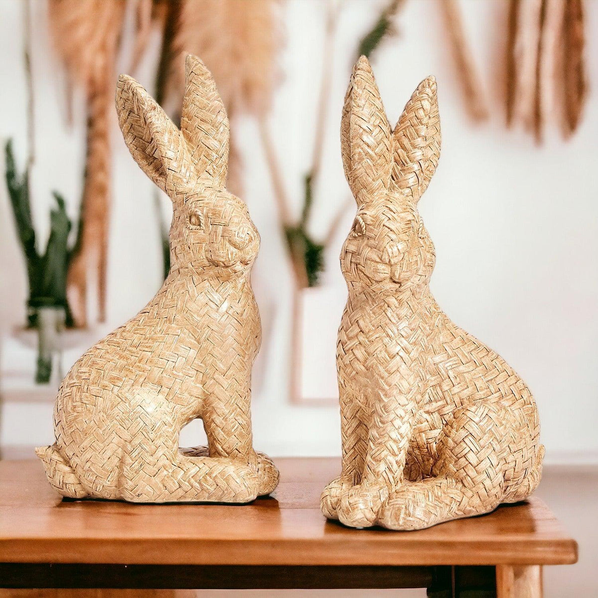 Resin Basket Weave Bunny — Select Your Color