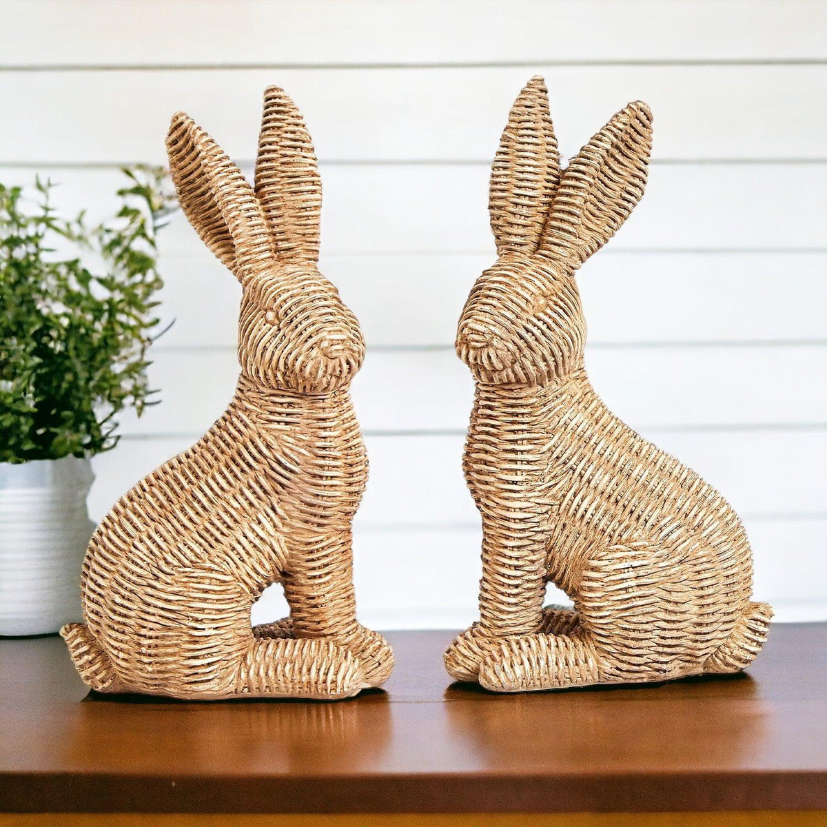 Resin Basket Weave Bunny — Select Your Color