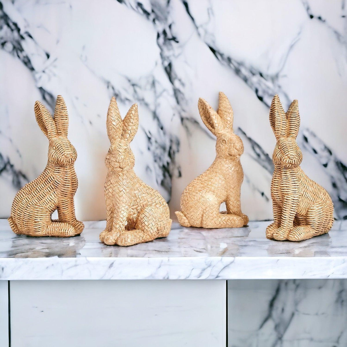 Resin Basket Weave Bunny — Select Your Color