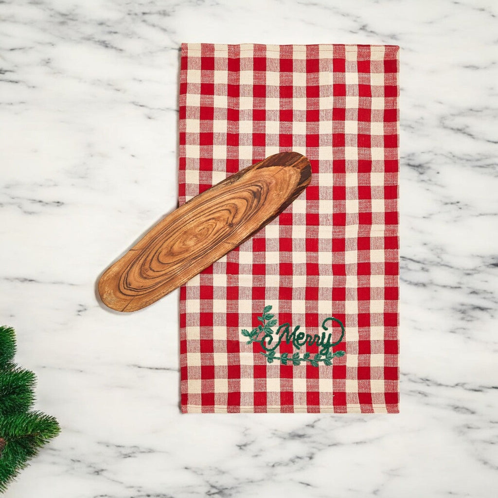 Holiday Charcuterie Board & Tartan Towel Set — Select Your Towel