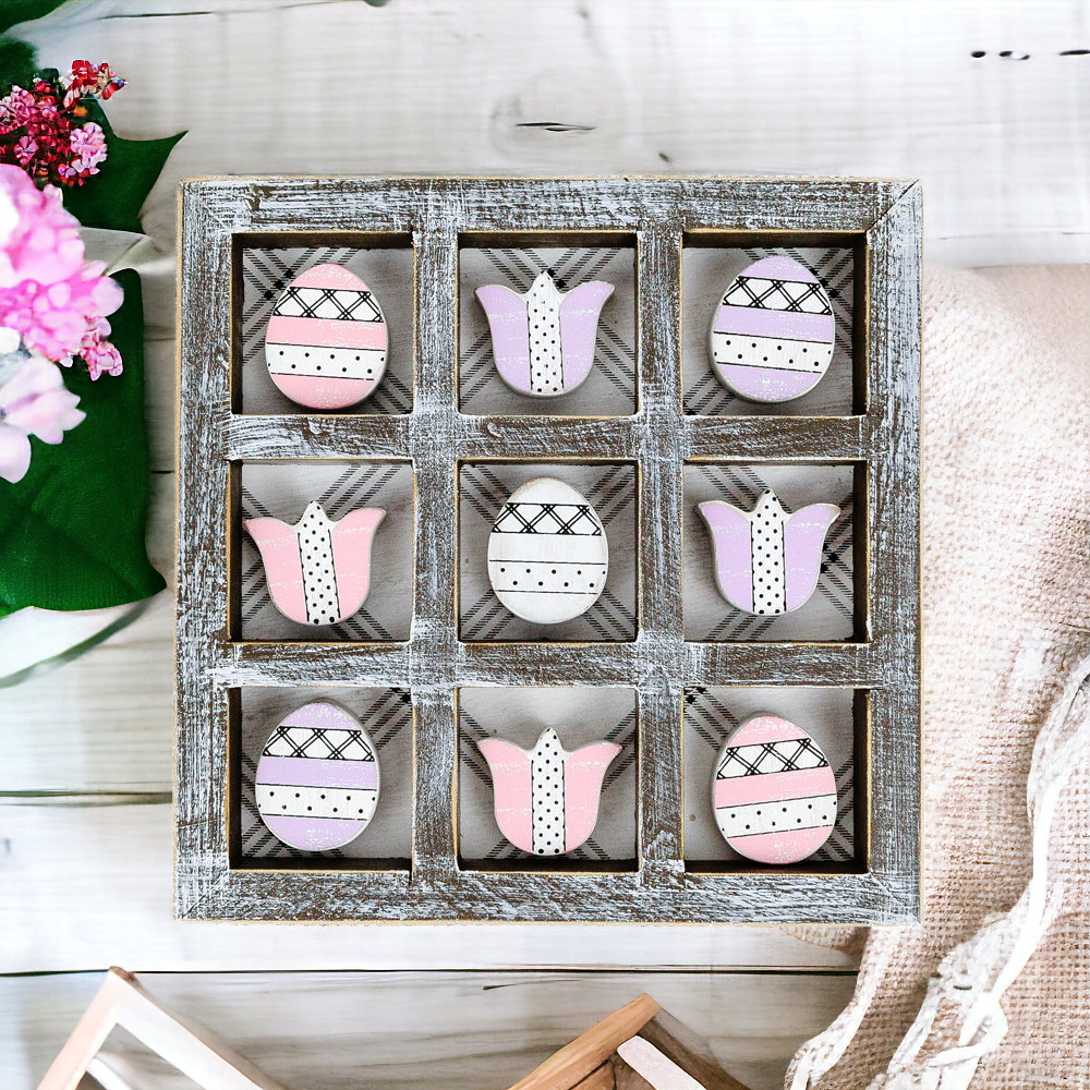 Handcrafted Easter & Spring Tic Tac Toe Game — Select Your Size