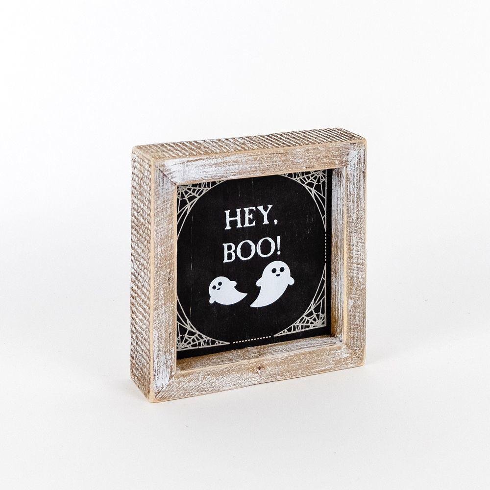 Double-Sided Wood Framed Sign "Hey Boo" + "It's Cuddle Weather"