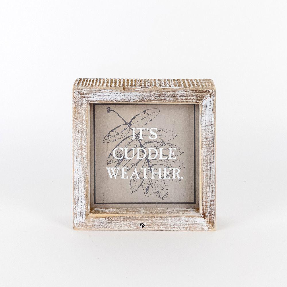 Double-Sided Wood Framed Sign "Hey Boo" + "It's Cuddle Weather"