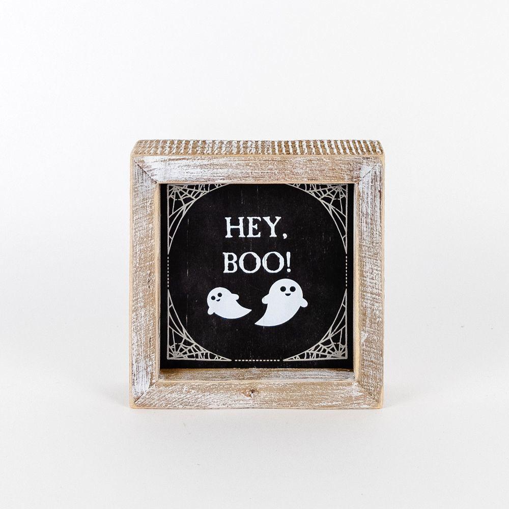 Double-Sided Wood Framed Sign "Hey Boo" + "It's Cuddle Weather"